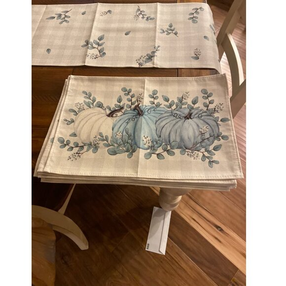 Pumpkin Placemats 4pc Fall Table Decor Thanksgiving Halloween Plaid Decorations - Picture 6 of 8